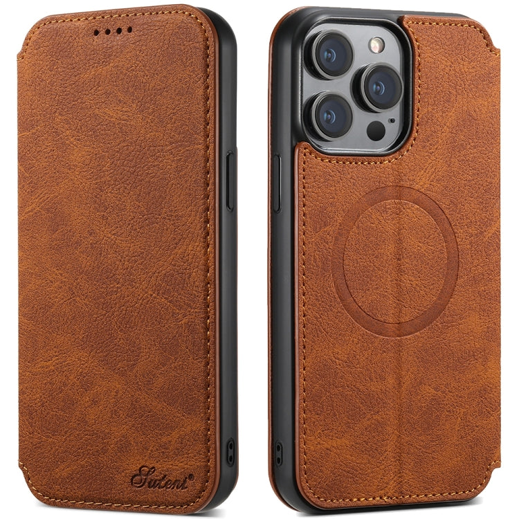 Suteni J06 Retro Matte Litchi Texture Leather MagSafe Phone Case, For iPhone 15 Pro Max, For iPhone 15 Pro, For iPhone 15 Plus, For iPhone 15 Apple Accessories engsut5675 iPhone 15 Pro Max - Suteni - Mobile Lens - Mobile Camera Lens - Cellphone Accessories - Phone Lens - Smartphone Lens