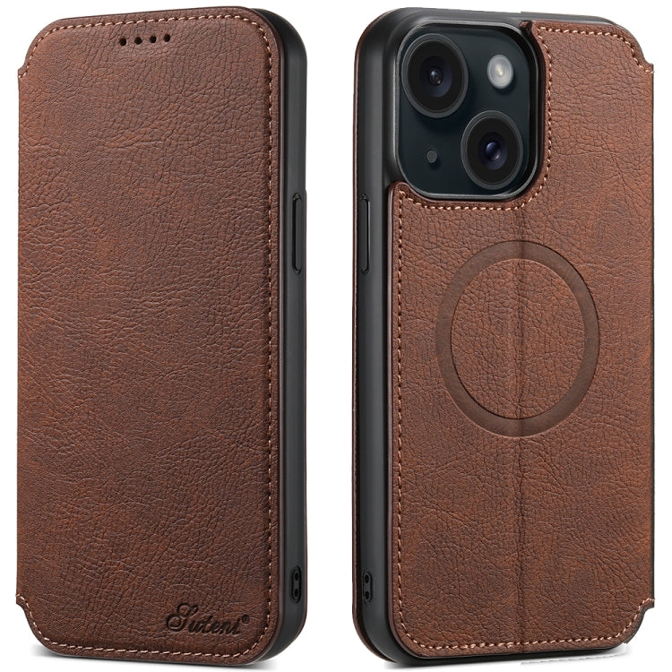 Suteni J06 Retro Matte Litchi Texture Leather MagSafe Phone Case, For iPhone 15 Pro Max, For iPhone 15 Pro, For iPhone 15 Plus, For iPhone 15 Apple Accessories engsut5675 iPhone 15 Pro Max - Suteni - Mobile Lens - Mobile Camera Lens - Cellphone Accessories - Phone Lens - Smartphone Lens