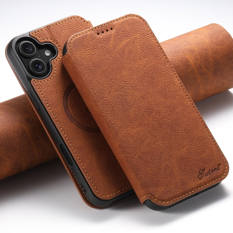 Suteni J06 Retro Matte Litchi Texture Leather MagSafe Phone Case, For iPhone 16 Pro Max, For iPhone 16 Pro, For iPhone 16 Plus, For iPhone 16, For iPhone 15 Pro Max, For iPhone 15 Pro, For iPhone 15 Plus, For iPhone 15 Apple Accessories engsut4425 iPhone 16 Pro Max - Suteni - Mobile Lens - Mobile Camera Lens - Cellphone Accessories - Phone Lens - Smartphone Lens