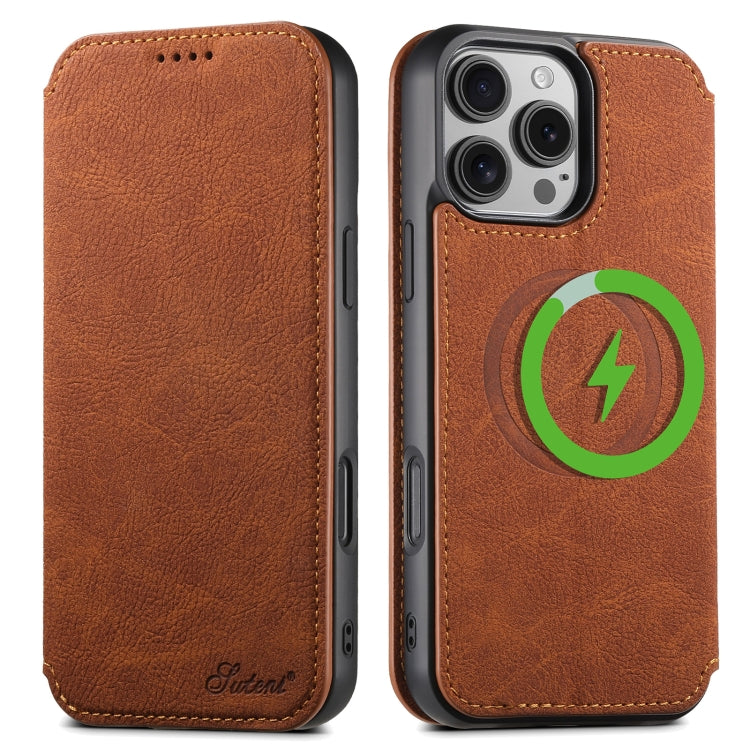 Suteni J06 Retro Matte Litchi Texture Leather MagSafe Phone Case, For iPhone 16 Pro Max, For iPhone 16 Pro, For iPhone 16 Plus, For iPhone 16, For iPhone 15 Pro Max, For iPhone 15 Pro, For iPhone 15 Plus, For iPhone 15 Apple Accessories engsut4425 iPhone 16 Pro Max - Suteni - Mobile Lens - Mobile Camera Lens - Cellphone Accessories - Phone Lens - Smartphone Lens