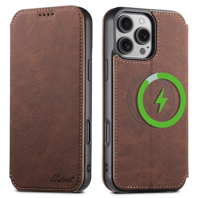 Suteni J06 Retro Matte Litchi Texture Leather MagSafe Phone Case, For iPhone 16 Pro Max, For iPhone 16 Pro, For iPhone 16 Plus, For iPhone 16, For iPhone 15 Pro Max, For iPhone 15 Pro, For iPhone 15 Plus, For iPhone 15 Apple Accessories engsut4425 iPhone 16 Pro Max - Suteni - Mobile Lens - Mobile Camera Lens - Cellphone Accessories - Phone Lens - Smartphone Lens