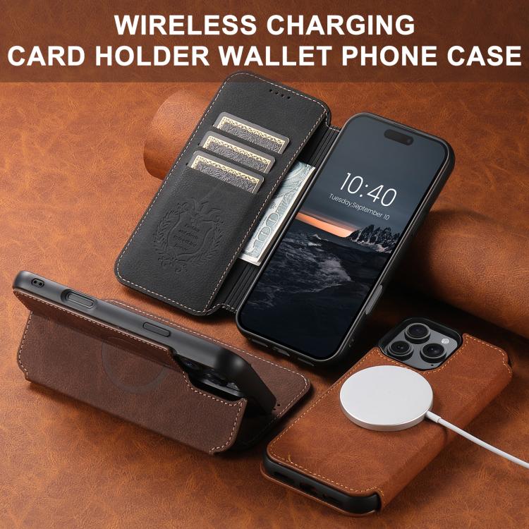 Suteni J06 Retro Matte Litchi Texture Leather MagSafe Phone Case, For iPhone 15 Pro Max, For iPhone 15 Pro, For iPhone 15 Plus, For iPhone 15 Apple Accessories engsut5675 iPhone 15 Pro Max - Suteni - Mobile Lens - Mobile Camera Lens - Cellphone Accessories - Phone Lens - Smartphone Lens