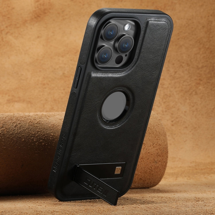 Suteni G2 Magsafe Oil Wax Leather Back Phone Case with Holder, For iPhone 12 Pro Max, For iPhone 12 Pro Apple Accessories engsut4546 More iPhone Cases - Suteni - Mobile Lens - Mobile Camera Lens - Cellphone Accessories - Phone Lens - Smartphone Lens