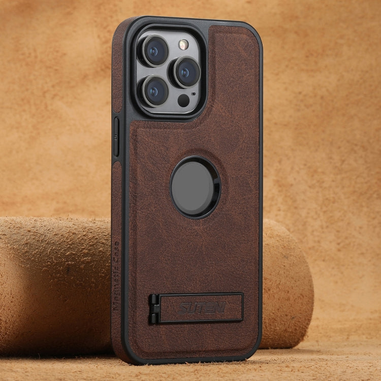 Suteni G2 Magsafe Litchi Texture Leather Back Phone Case with Holder, For iPhone 14 Plus, For iPhone 14, For iPhone 14 Pro, For iPhone 14 Pro Max, For iPhone 13 Pro Max, For iPhone 13 Pro, For iPhone 13, For iPhone 12 Apple Accessories engsut4547 iPhone 14 Plus - Suteni - Mobile Lens - Mobile Camera Lens - Cellphone Accessories - Phone Lens - Smartphone Lens