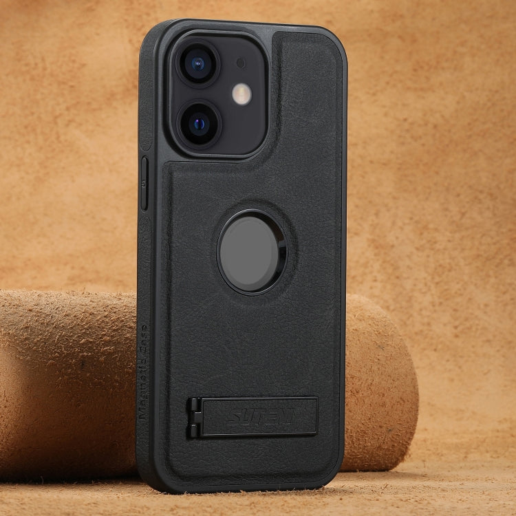 Suteni G2 Magsafe Litchi Texture Leather Back Phone Case with Holder, For iPhone 14 Plus, For iPhone 14, For iPhone 14 Pro, For iPhone 14 Pro Max, For iPhone 13 Pro Max, For iPhone 13 Pro, For iPhone 13, For iPhone 12 Apple Accessories engsut4547 iPhone 14 Plus - Suteni - Mobile Lens - Mobile Camera Lens - Cellphone Accessories - Phone Lens - Smartphone Lens