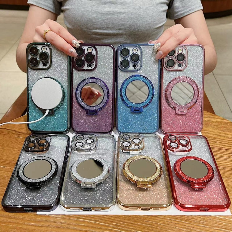 Plated Mirror Holder Gradient Glitter MagSafe Phone Case, For iPhone 14, For iPhone 14 Pro, For iPhone 14 Pro Max Apple Accessories engpla4578 iPhone 14 - APEXEL INDIA - Mobile Lens - Mobile Camera Lens - Cellphone Accessories - Phone Lens - Smartphone Lens