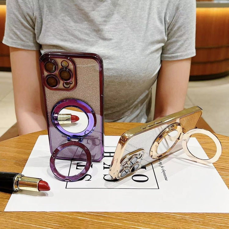 Plated Mirror Holder Gradient Glitter MagSafe Phone Case, For iPhone 14, For iPhone 14 Pro, For iPhone 14 Pro Max Apple Accessories engpla4578 iPhone 14 - APEXEL INDIA - Mobile Lens - Mobile Camera Lens - Cellphone Accessories - Phone Lens - Smartphone Lens