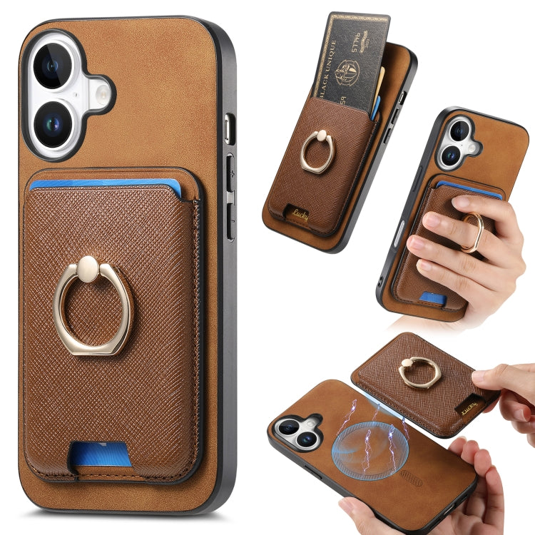 Retro Cross Leather Card Bag MagSafe Phone Case, For iPhone 16, For iPhone 15 Pro Max, For iPhone 15 Pro Apple Accessories engret4884 iPhone 16 - APEXEL INDIA - Mobile Lens - Mobile Camera Lens - Cellphone Accessories - Phone Lens - Smartphone Lens