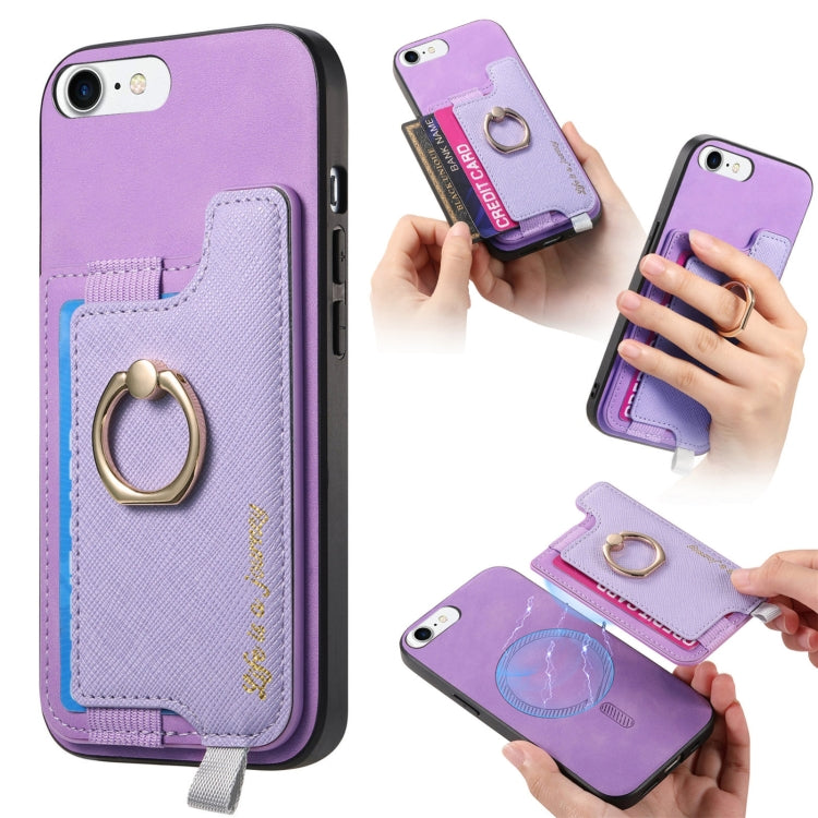 Retro Magsafe Cross Leather Ring Holder Card Bag Phone Case, For iPhone 7 / 8 / SE 2022, For iPhone 12 / 12 Pro, For iPhone X / XS Apple Accessories engret4889 More iPhone Cases - APEXEL INDIA - Mobile Lens - Mobile Camera Lens - Cellphone Accessories - Phone Lens - Smartphone Lens