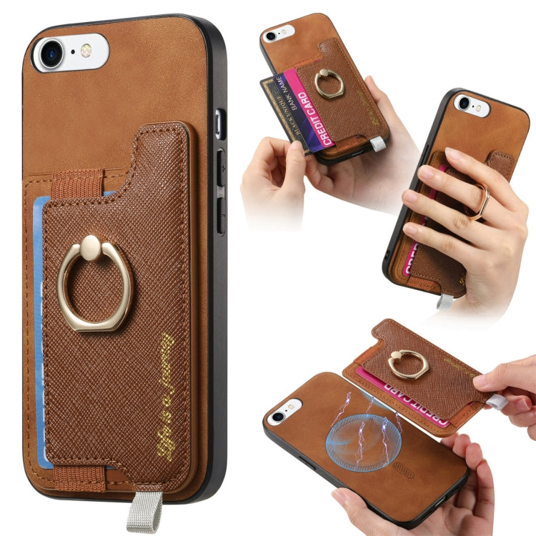 Retro Magsafe Cross Leather Ring Holder Card Bag Phone Case, For iPhone 7 / 8 / SE 2022, For iPhone 12 / 12 Pro, For iPhone X / XS Apple Accessories engret4889 More iPhone Cases - APEXEL INDIA - Mobile Lens - Mobile Camera Lens - Cellphone Accessories - Phone Lens - Smartphone Lens