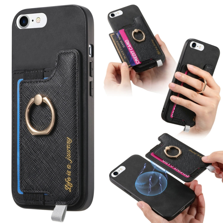 Retro Magsafe Cross Leather Ring Holder Card Bag Phone Case, For iPhone 7 / 8 / SE 2022, For iPhone 12 / 12 Pro, For iPhone X / XS Apple Accessories engret4889 More iPhone Cases - APEXEL INDIA - Mobile Lens - Mobile Camera Lens - Cellphone Accessories - Phone Lens - Smartphone Lens