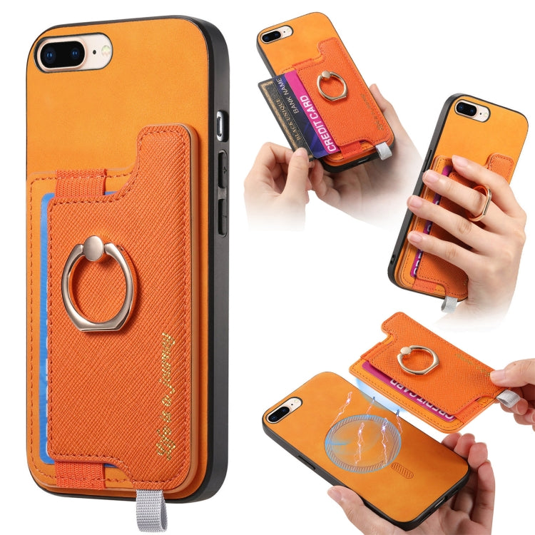 Retro Magsafe Cross Leather Ring Holder Card Bag Phone Case, For iPhone 7 Plus / 8 Plus Apple Accessories engret4893 More iPhone Cases - APEXEL INDIA - Mobile Lens - Mobile Camera Lens - Cellphone Accessories - Phone Lens - Smartphone Lens