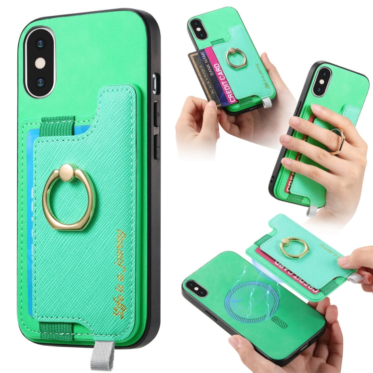 Retro Magsafe Cross Leather Ring Holder Card Bag Phone Case, For iPhone 7 / 8 / SE 2022, For iPhone 12 / 12 Pro, For iPhone X / XS Apple Accessories engret4889 More iPhone Cases - APEXEL INDIA - Mobile Lens - Mobile Camera Lens - Cellphone Accessories - Phone Lens - Smartphone Lens