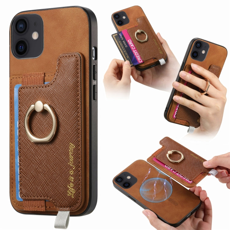 Retro Magsafe Cross Leather Ring Holder Card Bag Phone Case, For iPhone 7 / 8 / SE 2022, For iPhone 12 / 12 Pro, For iPhone X / XS Apple Accessories engret4889 More iPhone Cases - APEXEL INDIA - Mobile Lens - Mobile Camera Lens - Cellphone Accessories - Phone Lens - Smartphone Lens