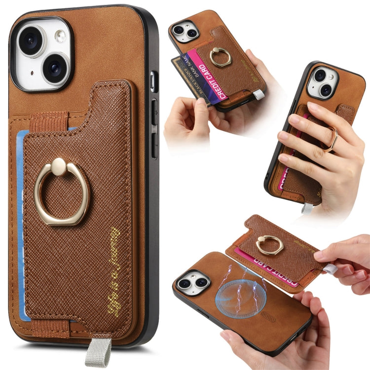 Retro Magsafe Cross Leather Ring Holder Card Bag Phone Case, For iPhone 14, For iPhone 14 Pro, For iPhone 14 Pro Max Apple Accessories engret4887 iPhone 14 - APEXEL INDIA - Mobile Lens - Mobile Camera Lens - Cellphone Accessories - Phone Lens - Smartphone Lens