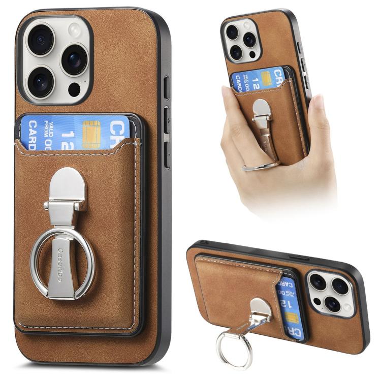 Retro Folding Ring Holder Card Bag MagSafe Phone Case, For iPhone 16, For iPhone 15 Pro Max, For iPhone 15 Pro Apple Accessories engret4890 iPhone 16 - APEXEL INDIA - Mobile Lens - Mobile Camera Lens - Cellphone Accessories - Phone Lens - Smartphone Lens