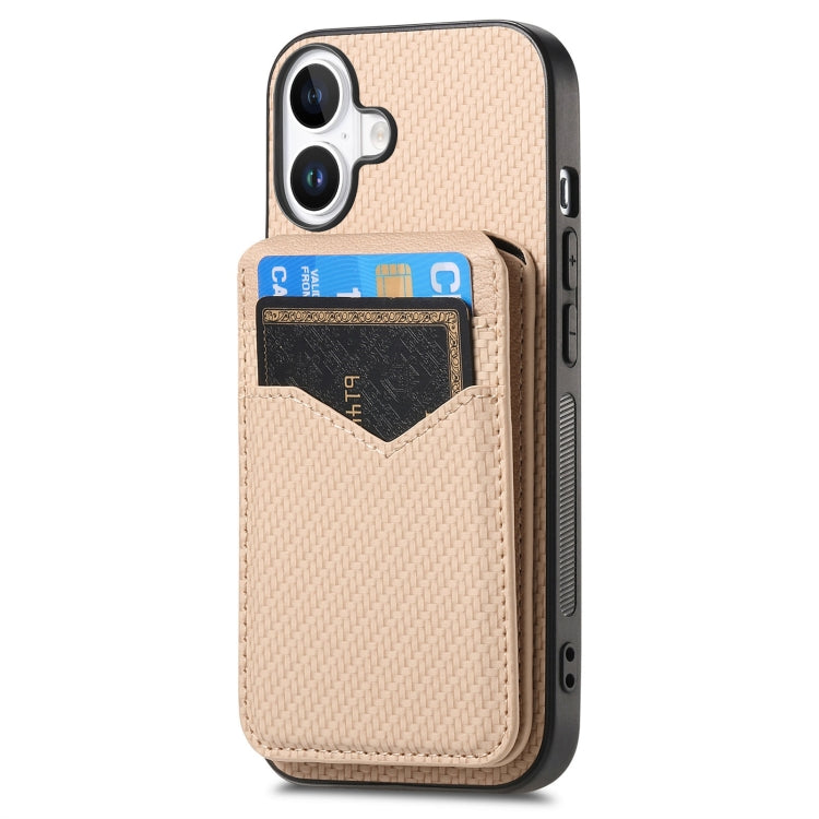 Carbon Fiber MagSafe Vertical Flip Card Bag Phone Case, For iPhone 16 Apple Accessories engcar4900 iPhone 16 - APEXEL INDIA - Mobile Lens - Mobile Camera Lens - Cellphone Accessories - Phone Lens - Smartphone Lens