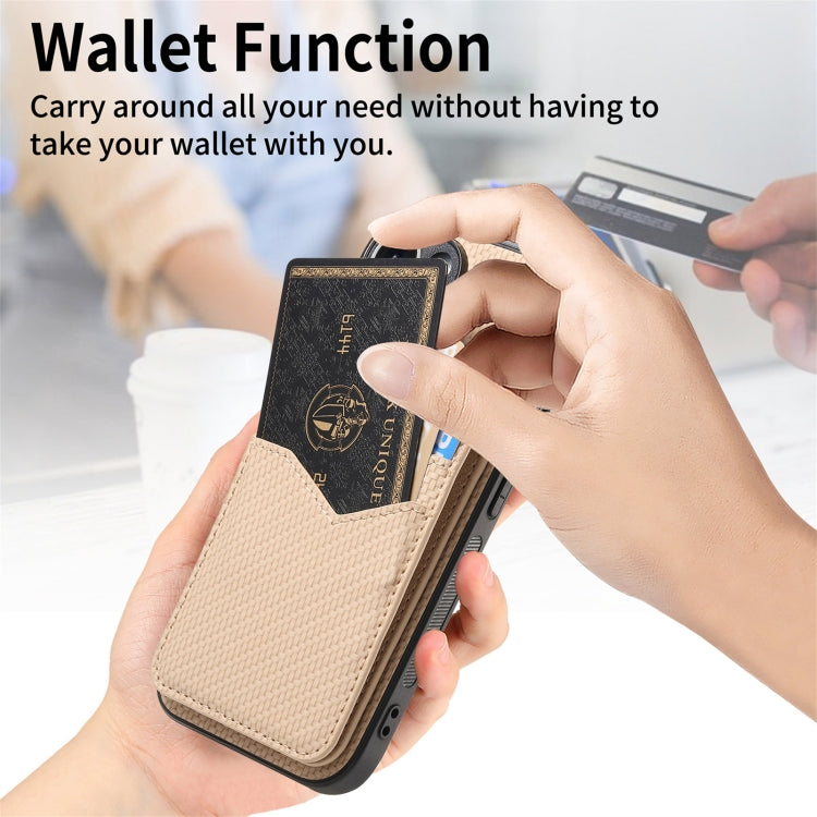 Carbon Fiber MagSafe Vertical Flip Card Bag Phone Case, For iPhone 16 Apple Accessories engcar4900 iPhone 16 - APEXEL INDIA - Mobile Lens - Mobile Camera Lens - Cellphone Accessories - Phone Lens - Smartphone Lens