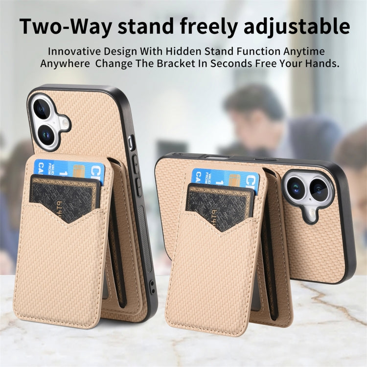Carbon Fiber MagSafe Vertical Flip Card Bag Phone Case, For iPhone 16 Apple Accessories engcar4900 iPhone 16 - APEXEL INDIA - Mobile Lens - Mobile Camera Lens - Cellphone Accessories - Phone Lens - Smartphone Lens