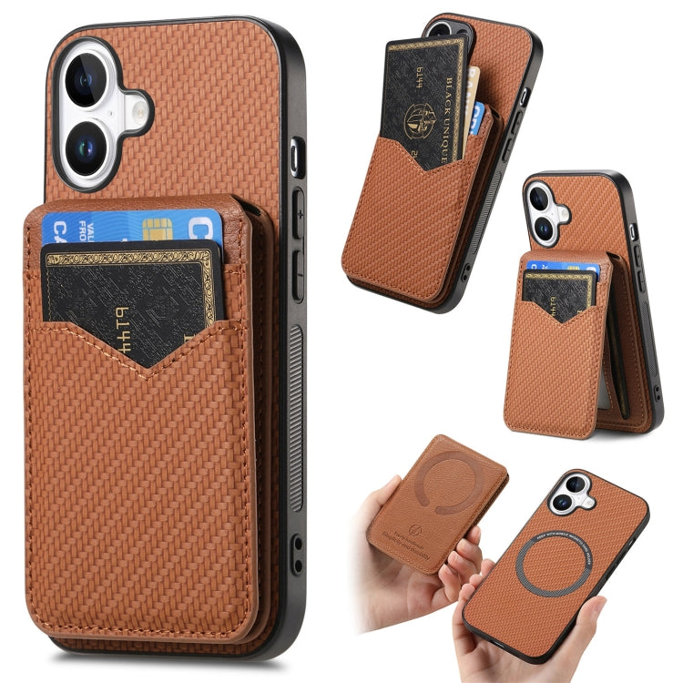 Carbon Fiber MagSafe Vertical Flip Card Bag Phone Case, For iPhone 16e, For iPhone 16 Pro Max, For iPhone 16 Pro, For iPhone 16 Plus Apple Accessories engcar4904 iPhone 16e - APEXEL INDIA - Mobile Lens - Mobile Camera Lens - Cellphone Accessories - Phone Lens - Smartphone Lens
