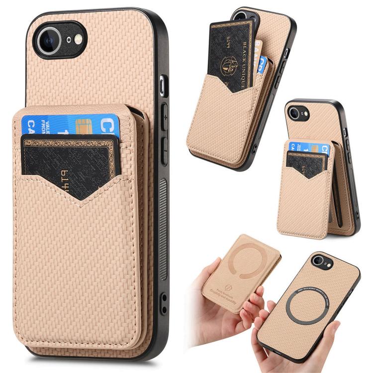 Carbon Fiber MagSafe Vertical Flip Card Bag Phone Case, For iPhone 16e, For iPhone 16 Pro Max, For iPhone 16 Pro, For iPhone 16 Plus Apple Accessories engcar4904 iPhone 16e - APEXEL INDIA - Mobile Lens - Mobile Camera Lens - Cellphone Accessories - Phone Lens - Smartphone Lens