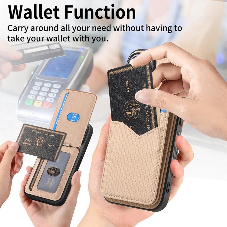 Carbon Fiber MagSafe Vertical Flip Card Bag Phone Case, For iPhone 16e, For iPhone 16 Pro Max, For iPhone 16 Pro, For iPhone 16 Plus Apple Accessories engcar4904 iPhone 16e - APEXEL INDIA - Mobile Lens - Mobile Camera Lens - Cellphone Accessories - Phone Lens - Smartphone Lens