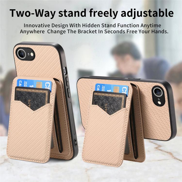 Carbon Fiber MagSafe Vertical Flip Card Bag Phone Case, For iPhone 16e, For iPhone 16 Pro Max, For iPhone 16 Pro, For iPhone 16 Plus Apple Accessories engcar4904 iPhone 16e - APEXEL INDIA - Mobile Lens - Mobile Camera Lens - Cellphone Accessories - Phone Lens - Smartphone Lens