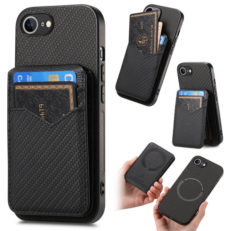 Carbon Fiber MagSafe Vertical Flip Card Bag Phone Case, For iPhone 16e, For iPhone 16 Pro Max, For iPhone 16 Pro, For iPhone 16 Plus Apple Accessories engcar4904 iPhone 16e - APEXEL INDIA - Mobile Lens - Mobile Camera Lens - Cellphone Accessories - Phone Lens - Smartphone Lens
