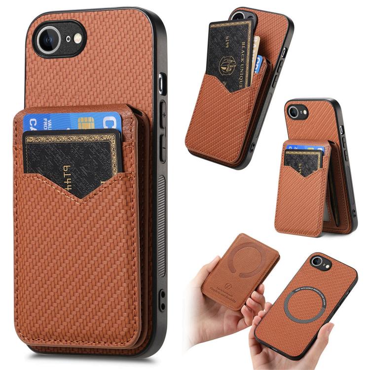 Carbon Fiber MagSafe Vertical Flip Card Bag Phone Case, For iPhone 16e, For iPhone 16 Pro Max, For iPhone 16 Pro, For iPhone 16 Plus Apple Accessories engcar4904 iPhone 16e - APEXEL INDIA - Mobile Lens - Mobile Camera Lens - Cellphone Accessories - Phone Lens - Smartphone Lens