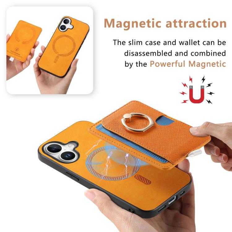 Retro Cross Leather Ring Side Insert Card Bag MagSafe Phone Case, For iPhone 16 Plus, For iPhone 16, For iPhone 15 Pro max Apple Accessories engret5066 iPhone 16 Plus - APEXEL INDIA - Mobile Lens - Mobile Camera Lens - Cellphone Accessories - Phone Lens - Smartphone Lens