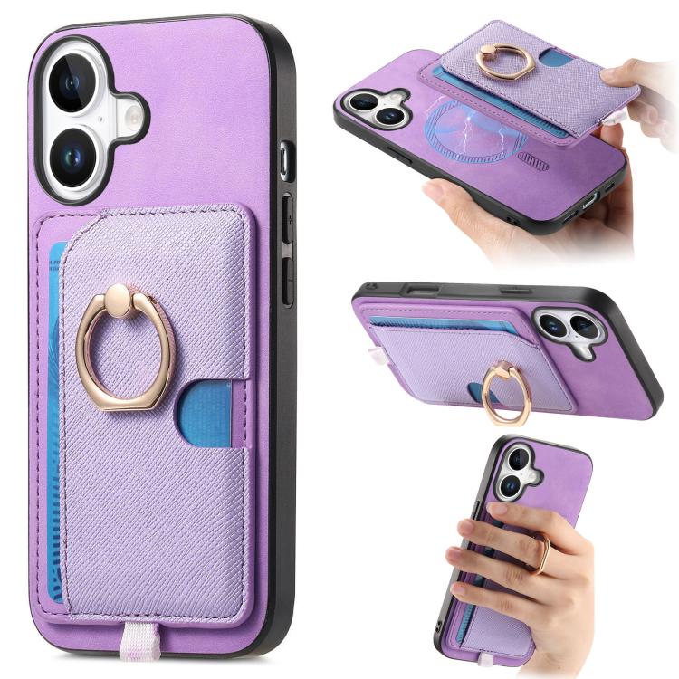 Retro Cross Leather Ring Side Insert Card Bag MagSafe Phone Case, For iPhone 16 Plus, For iPhone 16, For iPhone 15 Pro max Apple Accessories engret5066 iPhone 16 Plus - APEXEL INDIA - Mobile Lens - Mobile Camera Lens - Cellphone Accessories - Phone Lens - Smartphone Lens