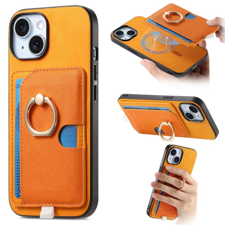 Retro Cross Leather Ring Side Insert Card Bag MagSafe Phone Case, For iPhone 15 Pro, For iPhone 15 Plus, For iPhone 15 Apple Accessories engret5082 iPhone 15 Pro - APEXEL INDIA - Mobile Lens - Mobile Camera Lens - Cellphone Accessories - Phone Lens - Smartphone Lens