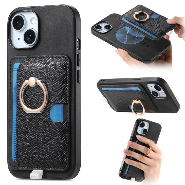 Retro Cross Leather Ring Side Insert Card Bag MagSafe Phone Case, For iPhone 15 Pro, For iPhone 15 Plus, For iPhone 15 Apple Accessories engret5082 iPhone 15 Pro - APEXEL INDIA - Mobile Lens - Mobile Camera Lens - Cellphone Accessories - Phone Lens - Smartphone Lens