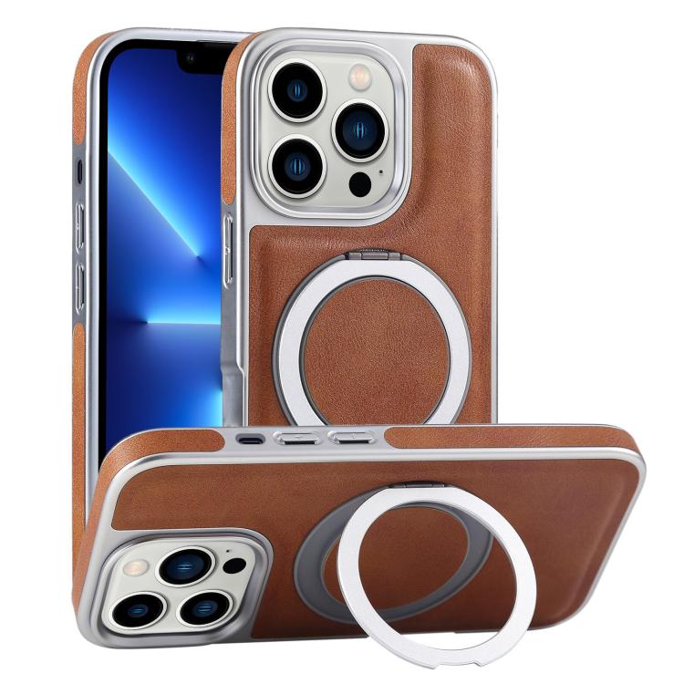 Plated Leather Grain Rotation MagSafe Holder Phone Case, For iPhone 13 Pro Max, For iPhone 13 Pro, For iPhone 13 Apple Accessories engpla5095 More iPhone Cases - APEXEL INDIA - Mobile Lens - Mobile Camera Lens - Cellphone Accessories - Phone Lens - Smartphone Lens
