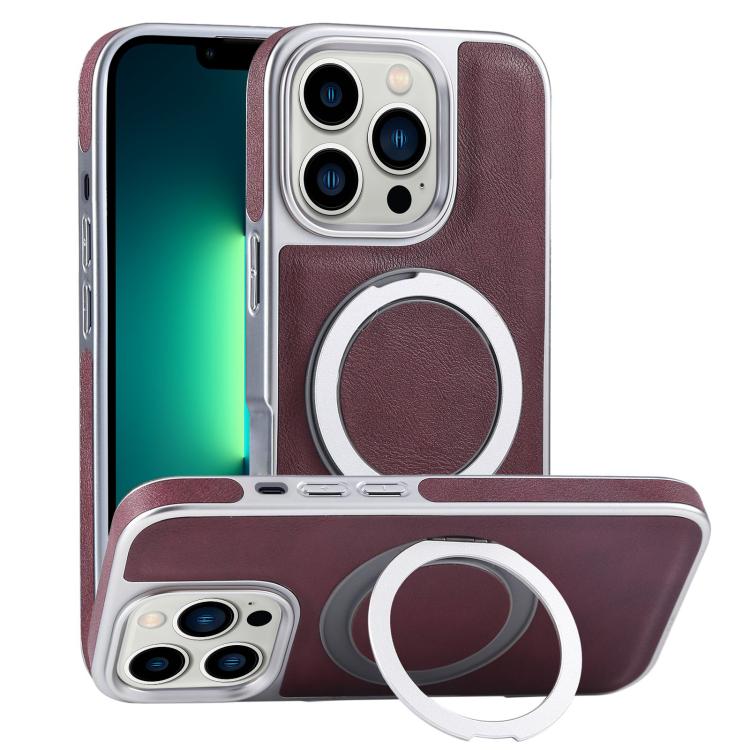 Plated Leather Grain Rotation MagSafe Holder Phone Case, For iPhone 13 Pro Max, For iPhone 13 Pro, For iPhone 13 Apple Accessories engpla5095 More iPhone Cases - APEXEL INDIA - Mobile Lens - Mobile Camera Lens - Cellphone Accessories - Phone Lens - Smartphone Lens