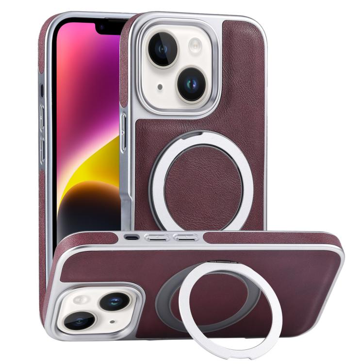 Plated Leather Grain Rotation MagSafe Holder Phone Case, For iPhone 14 Plus, For iPhone 14, For iPhone 14 Pro, For iPhone 14 Pro Max Apple Accessories engpla5084 iPhone 14 Plus - APEXEL INDIA - Mobile Lens - Mobile Camera Lens - Cellphone Accessories - Phone Lens - Smartphone Lens