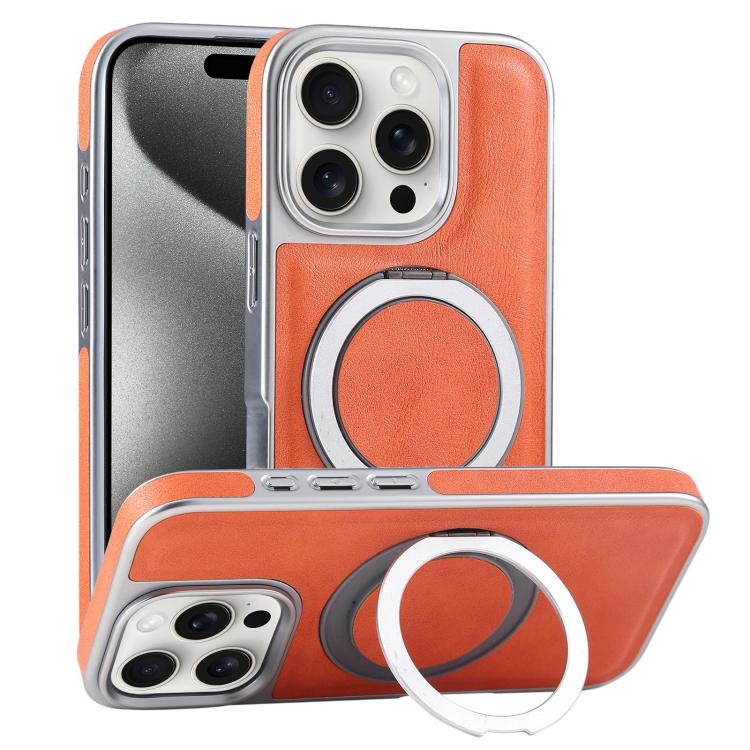 Plated Leather Grain Rotation MagSafe Holder Phone Case, For iPhone 15 Pro Max, For iPhone 15 Pro, For iPhone 15 Plus, For iPhone 15 Apple Accessories engpla5093 iPhone 15 Pro Max - APEXEL INDIA - Mobile Lens - Mobile Camera Lens - Cellphone Accessories - Phone Lens - Smartphone Lens