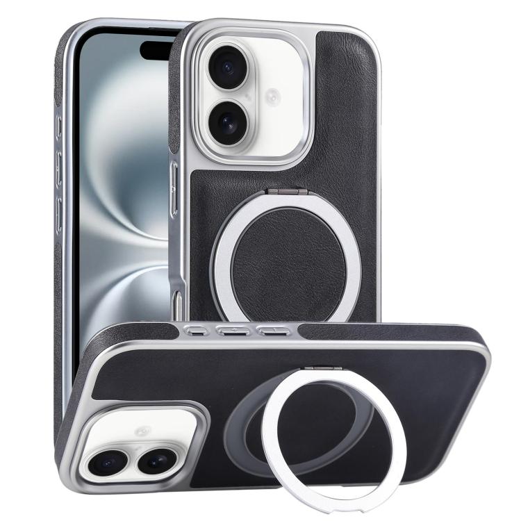 Plated Leather Grain Rotation MagSafe Holder Phone Case, For iPhone 16 Pro Max, For iPhone 16 Pro, For iPhone 16 Plus, For iPhone 16 Apple Accessories engpla5083 iPhone 16 Pro Max - APEXEL INDIA - Mobile Lens - Mobile Camera Lens - Cellphone Accessories - Phone Lens - Smartphone Lens