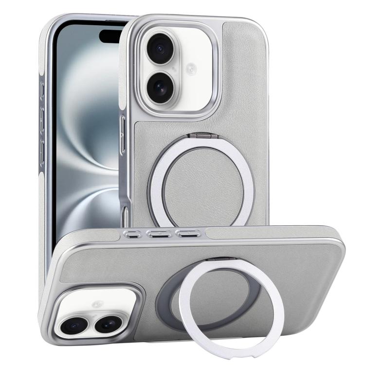 Plated Leather Grain Rotation MagSafe Holder Phone Case, For iPhone 16 Pro Max, For iPhone 16 Pro, For iPhone 16 Plus, For iPhone 16 Apple Accessories engpla5083 iPhone 16 Pro Max - APEXEL INDIA - Mobile Lens - Mobile Camera Lens - Cellphone Accessories - Phone Lens - Smartphone Lens