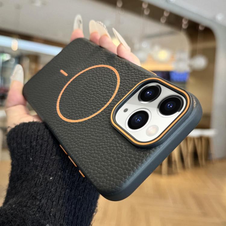 Orange Ring MagSafe Litchi Grain TPU Phone Case, For iPhone 11 Pro Apple Accessories engora5131 More iPhone Cases - APEXEL INDIA - Mobile Lens - Mobile Camera Lens - Cellphone Accessories - Phone Lens - Smartphone Lens