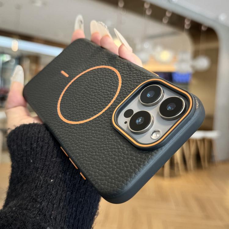 Orange Ring MagSafe Litchi Grain TPU Phone Case, For iPhone 16 Pro Max, For iPhone 16 Pro, For iPhone 16 Plus, For iPhone 16 Apple Accessories engora5118 iPhone 16 Pro Max - APEXEL INDIA - Mobile Lens - Mobile Camera Lens - Cellphone Accessories - Phone Lens - Smartphone Lens