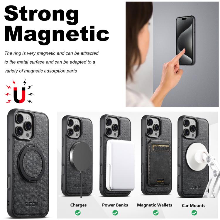 Suteni G3 360 Rotation Holder MagSafe Denim Leather Back Phone Case, For iPhone 14 Plus, For iPhone 14, For iPhone 14 Pro, For iPhone 14 Pro Max, For iPhone 13 Pro Max, For iPhone 13 Pro, For iPhone 13, For iPhone 12 Apple Accessories engsut5304 iPhone 14 Plus - Suteni - Mobile Lens - Mobile Camera Lens - Cellphone Accessories - Phone Lens - Smartphone Lens