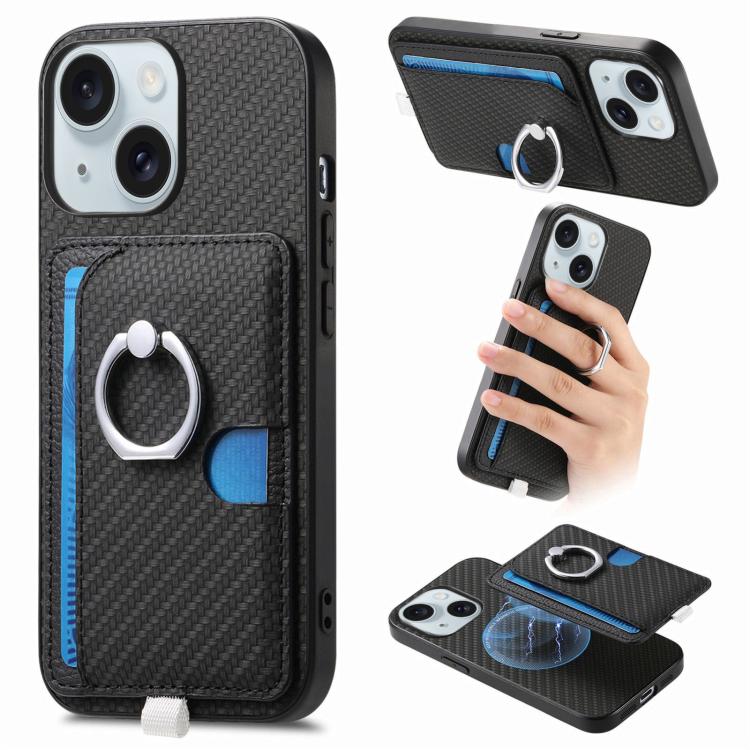Carbon Fiber Ring Side Insert Card Bag MagSafe Phone Case, For iPhone 15, For iPhone 14 Plus, For iPhone 14, For iPhone 14 Pro Apple Accessories engcar5344 iPhone 15 - APEXEL INDIA - Mobile Lens - Mobile Camera Lens - Cellphone Accessories - Phone Lens - Smartphone Lens
