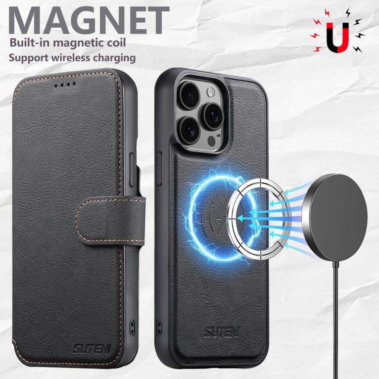 Suteni Q05 2-in-1 Multi-function MagSafe Wallet Litchi Leather Phone Case, For iPhone 13 Pro Max, For iPhone 13 Pro, For iPhone 13 Apple Accessories engsut5560 More iPhone Cases - Suteni - Mobile Lens - Mobile Camera Lens - Cellphone Accessories - Phone Lens - Smartphone Lens