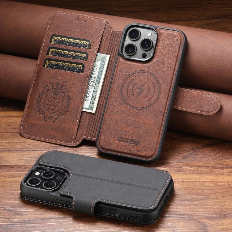 Suteni Q05 2-in-1 Multi-function MagSafe Wallet Litchi Leather Phone Case, For iPhone 13 Pro Max, For iPhone 13 Pro, For iPhone 13 Apple Accessories engsut5560 More iPhone Cases - Suteni - Mobile Lens - Mobile Camera Lens - Cellphone Accessories - Phone Lens - Smartphone Lens