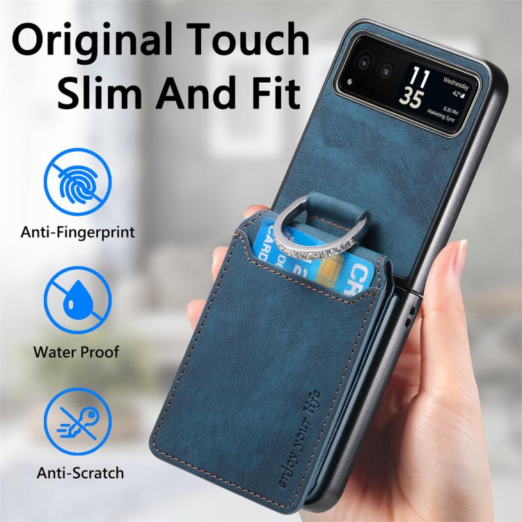 Retro Leather Ring Vertical Flip Wallet Phone Case, For Motorola Moto Razr 40, For Motorola Moto Razr 40 Ultra engret6097 Mobile Accessories Motorola Motorola Cases - APEXEL INDIA - Mobile Lens - Mobile Camera Lens - Cellphone Accessories - Phone Lens - Smartphone Lens