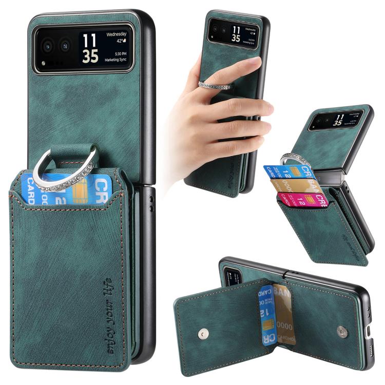 Retro Leather Ring Vertical Flip Wallet Phone Case, For Motorola Moto Razr 40, For Motorola Moto Razr 40 Ultra engret6097 Mobile Accessories Motorola Motorola Cases - APEXEL INDIA - Mobile Lens - Mobile Camera Lens - Cellphone Accessories - Phone Lens - Smartphone Lens