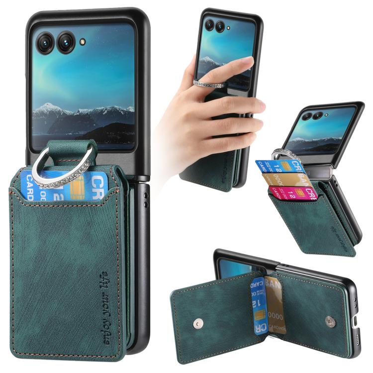 Retro Leather Ring Vertical Flip Wallet Phone Case, For Motorola Moto Razr 40, For Motorola Moto Razr 40 Ultra engret6097 Mobile Accessories Motorola Motorola Cases - APEXEL INDIA - Mobile Lens - Mobile Camera Lens - Cellphone Accessories - Phone Lens - Smartphone Lens
