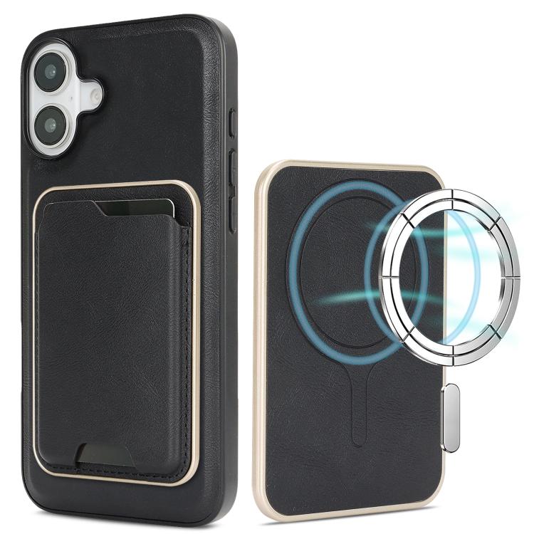Kalebol Slim MagSafe Ring Magnetic Card Bag Leather Phone Case, For iPhone 17 Pro, For iPhone 17, For iPhone Air