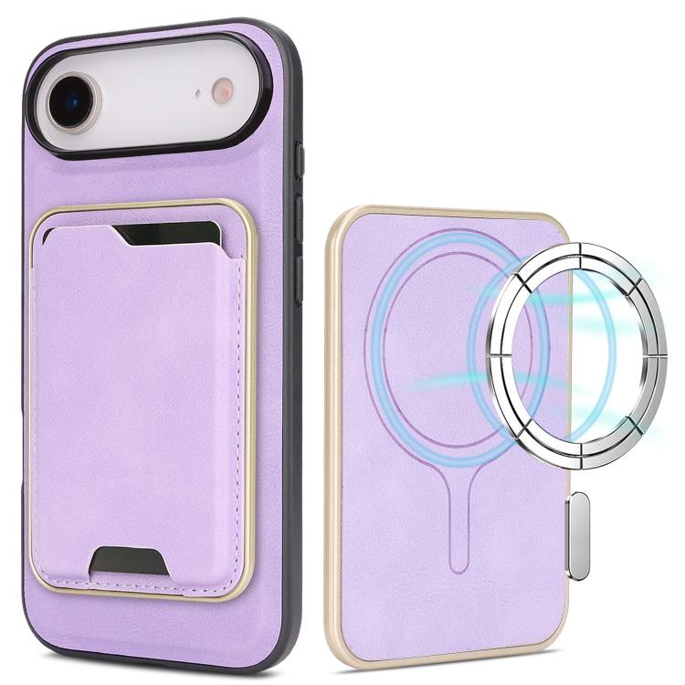 Kalebol Slim MagSafe Ring Magnetic Card Bag Leather Phone Case, For iPhone 17 Pro, For iPhone 17, For iPhone Air